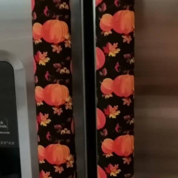 Fall Refrigerator door handle covers (Set of 3)/length 16" long/reversible/pumpkin theme