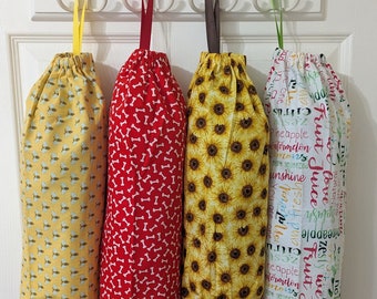 Cotton Fabric Grocery Bag Dispenser: Kitchen Storage Organizer