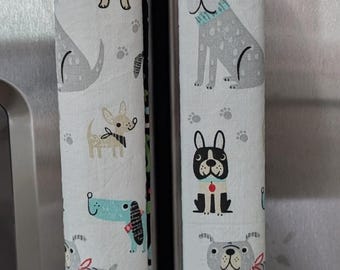 Refrigerator door handle covers (Set of 2)/length 15.5"/kitchen décor/dog theme/reversible