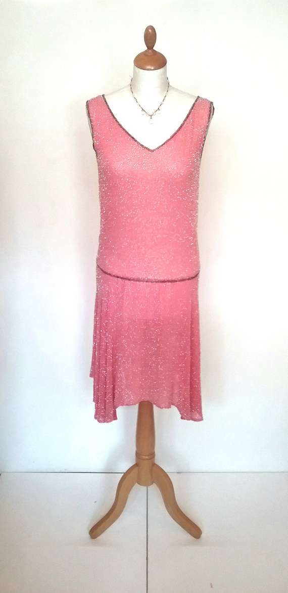 1920s Pink Beaded Dress