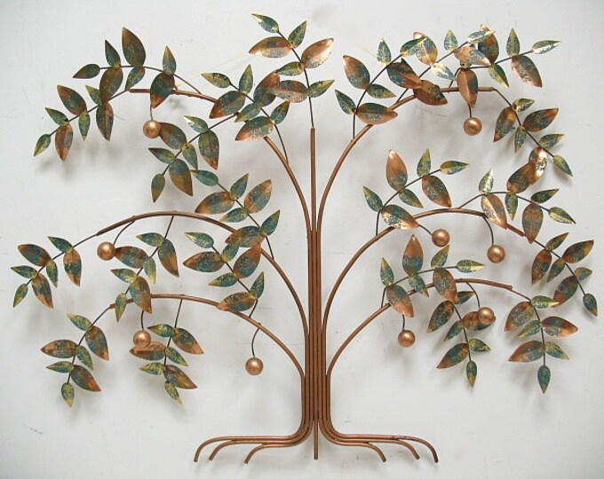 Vintage Metal C. Jere Tree of Life Wall Sculpture Signed 1987 Mid