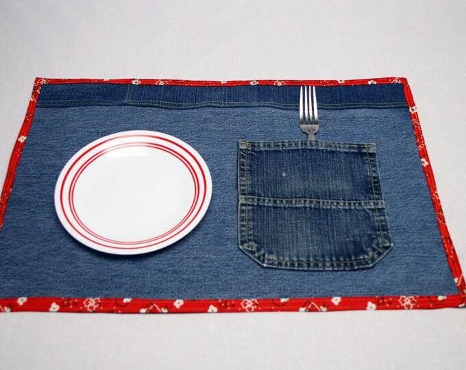 Blue Jean Placemats Denim Placemat Western Placemat Denim Etsy