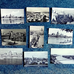 Budapest, 9 cartes postales en noir et blanc, vintage des années 1960, vraies photos sur papier photo, Hongrie