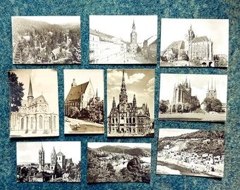 German Black and White Postcards, Set of 10, Vintage 1960-1970s, real photos on photo paper