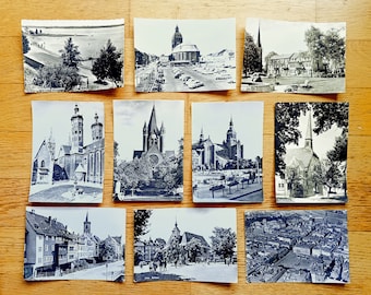 German Black and White Postcards, Set of 10, Vintage 1970s, real photos on photo paper