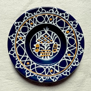 Piatto d&#39;epoca in stile popolare dipinto a mano, da appendere alla parete, blu, Ungheria, 8,2 pollici