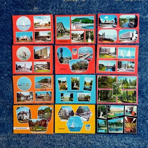 Set mit 12 Vintage-Farbpostkarten, 1980er Jahre, Ungarn