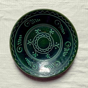 Piatto ungherese d&#39;epoca, dipinto a mano, arte popolare, da appendere alla parete, verde, 9,8 pollici