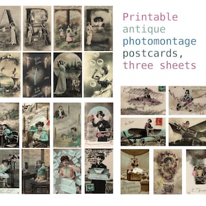 Avions et ballons fantastiques, Lettres, Téléphone et télégraphe, Cartes postales antiques IMPRIMABLES, Photomontage, Télécharger Imprimable 300 DPI