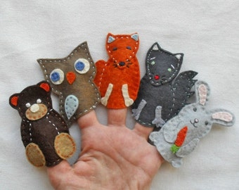 Forest animals finger puppets,  Felt animals, Felt puppets