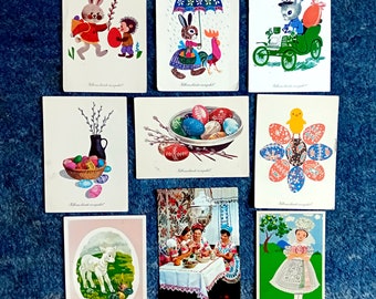 Easter Postcards, Unused, Vintage 1960s-70s, Color Photo, Artist Postcard