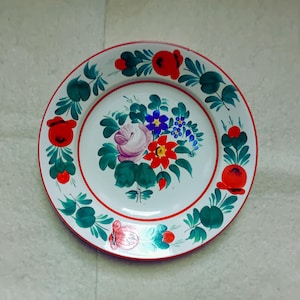 Piatto tradizionale ungherese vintage, arte popolare dipinta a mano, da appendere alla parete, fiori, 9&quot;