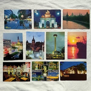 Ciudades de noche, conjunto de 10 postales a color, Madrid, Zúrich, San Antonio, etc., vintage, años 70 y 80.