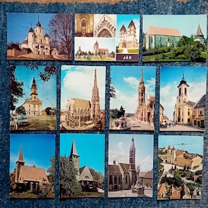 Églises, lot de 11 cartes postales en couleur, années 60, années 70, Hongrie, Vienne