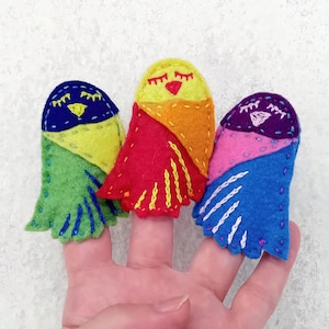 Three Birds, Rainbow, Felt Finger Puppets