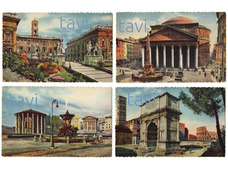 Italy, PRINTABLE, 20 Vintage Postcards, Rome, Venice, 1930s, 1950s ...