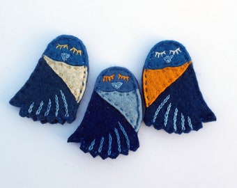 Three Bluebirds, Felt Finger Puppets