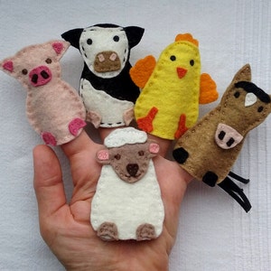 Farm animals finger puppets, Felt animals, Felt puppets