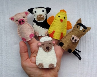 Farm animals finger puppets, Felt animals, Felt puppets