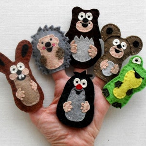 Animal finger puppets: The Little Mole and his friends, krtek felt animals, Felt puppets