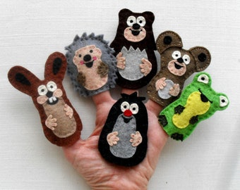 Animal finger puppets: The Little Mole and his friends, krtek felt animals, Felt puppets