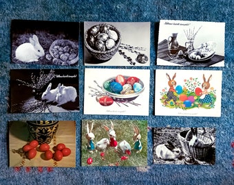 Easter Postcards, Unused, Vintage 1960s-70s, Black and White photo, Color Photo, Artist Postcard