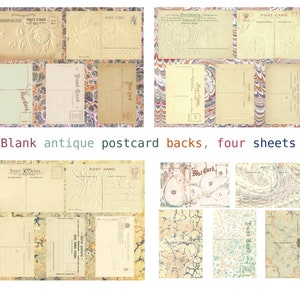 Blank Postcard Backs DIGITAL Ephemera. Antique. Collage sheets. 1900-1930. Vintage. Download Printable 300 DPI