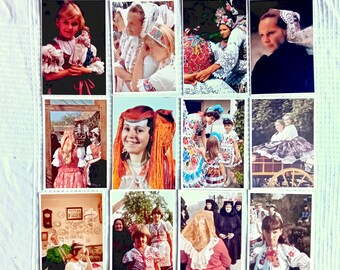 Set of 12 unused postcards, Hungarian Traditional Costumes 1980s, Colored photos