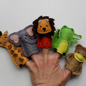 African animals finger puppets, Felt animals, Felt puppets image 1