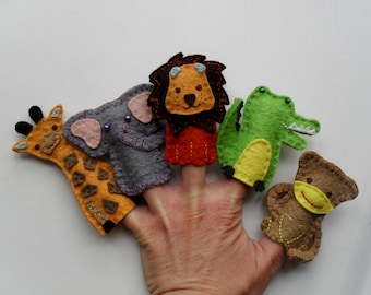African animals finger puppets, Felt animals, Felt puppets