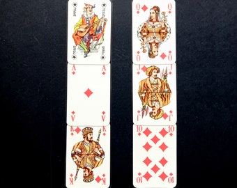 Pair of Bookmarks from OROGINAL Mini Vintage Playing Cards, Diamond Royal Flush and Joker, Laminated, Two sided