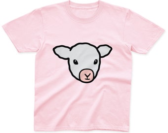 Kids Lamb T-Shirt | 100% Cotton | Pink, Blue, Yellow and Grey