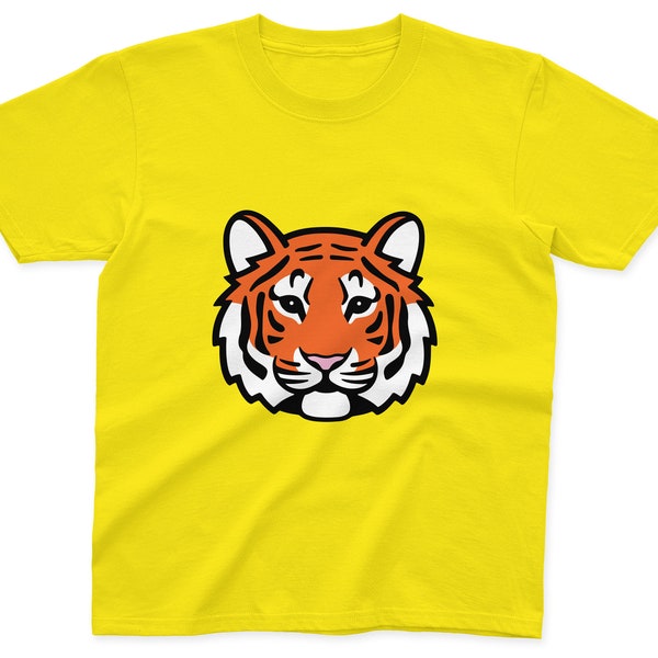 Kids Tiger T-Shirt | 100% Cotton | Pink, Blue, Yellow and Grey