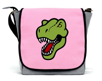 Girls Dinosaur Bag | Waterproof Canvas  | Cross Body Strap | Zip Fastening