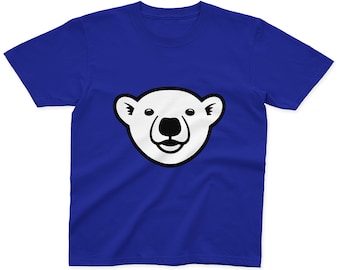 Camiseta infantil do urso polar | 100% Algodão | Rosa, azul, amarelo e cinza