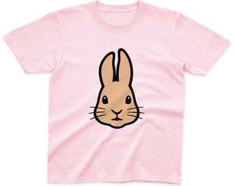 T-shirt konijn voor kinderen | 100% katoen | Roze, blauw, geel en grijs