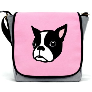 Sac Boston Terrier pour filles | | en toile imperméable à l’eau | de sangle de corps croisé Fermeture à glissière