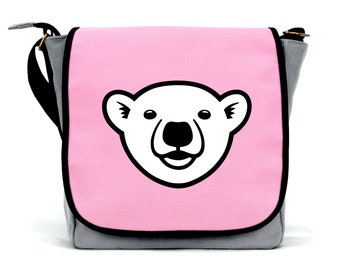 Girls Polar Bear Bag | Waterproof Canvas  | Cross Body Strap | Zip Fastening