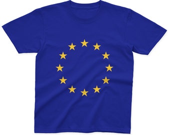Kids EU Flag T-Shirt | 100% Cotton | Pink, Blue and Grey