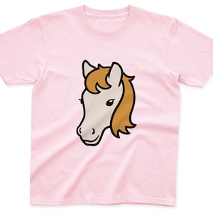 Kids Horse T-Shirt | 100% Cotton | Pink, Blue, Yellow and Grey