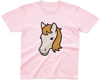 Kids Horse T-Shirt | 100% Cotton | Pink, Blue, Yellow and Grey