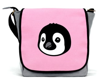 Girls Penguin Bag | Waterproof Canvas  | Cross Body Strap | Zip Fastening