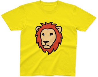 Kids Lion T-Shirt | 100% Cotton | Pink, Blue, Yellow and Grey