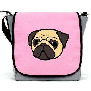 Filles Pug MessengerBag | | en toile imperméable à l’eau | de sangle de corps croisé Fermeture à glissière
