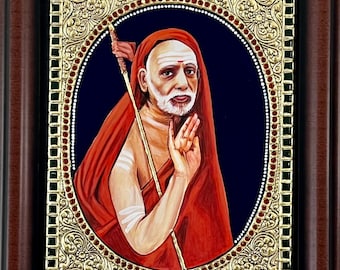 Kanchi Mahaperiyava Chandrasekhara Saraswathi swamigal gift Tanjore painting with hardwood frame hindu divine gifts