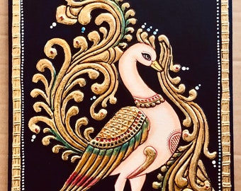 Peacock Indian Home decor gift Tanjore painting