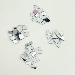 Assorted mini craft glass mirrors 100 pcs multi shape mirrors for resin art, mandala art, embroidery and lippan art