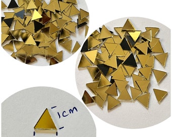 200 pieces Triangle Mosaic Gold glass mirror tiles, shisha mirror for art & crafts, embroidery, lippan kaam clay art FAST shipping from USA