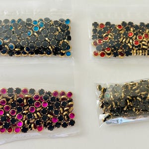 Round Flat Back Kundan Stones with mount- 4 mm size - 40 grams - 4 colors for Craft, Embroidery and Jewellery Making