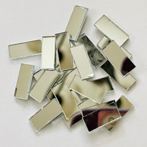 Rectangle glass mirror mosaic tiles, shisha mirror for art & crafts, embroidery, scrapbook, resin art, lippan art mirrors USA Seller